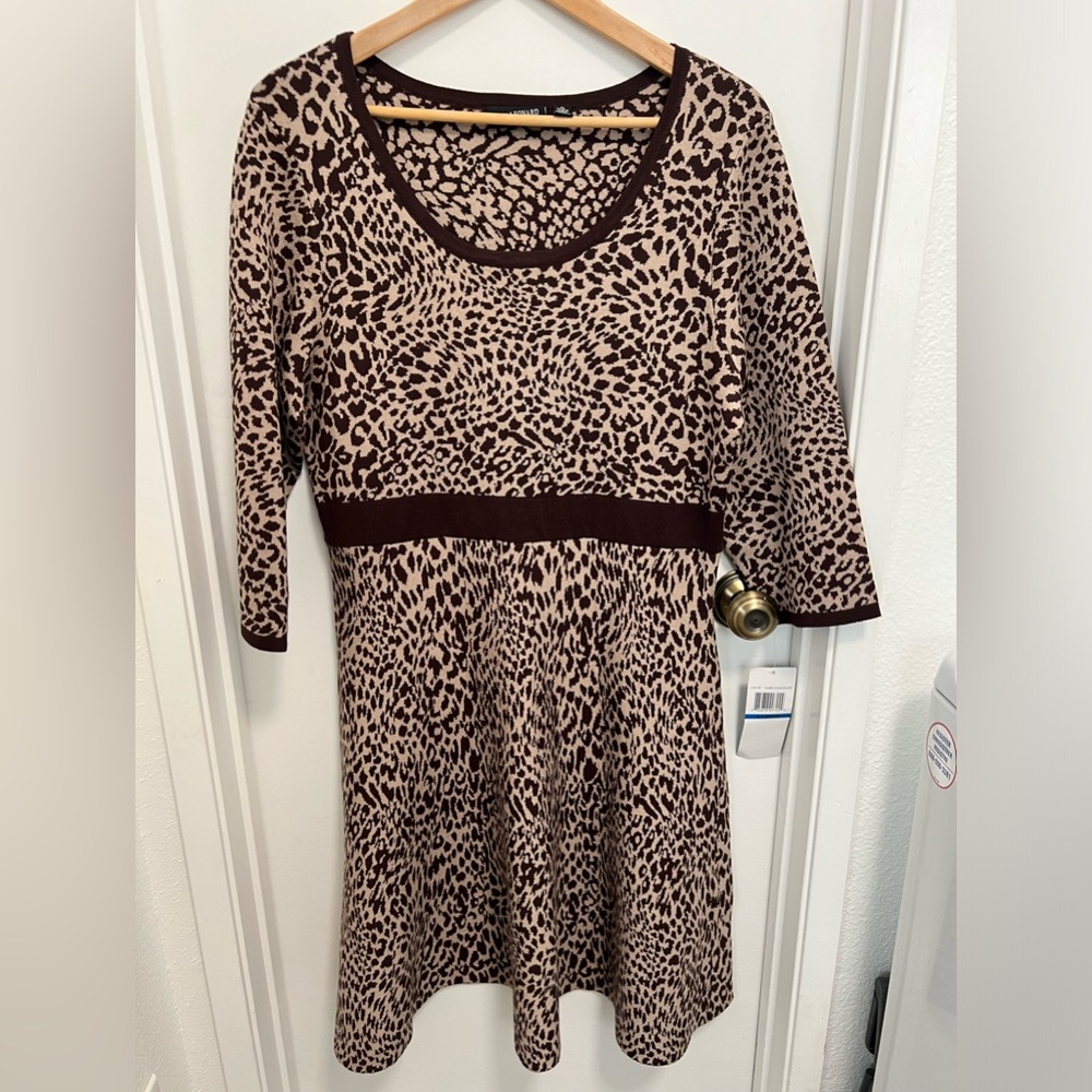 NWT NINA LEONARD Leopard Women Dress